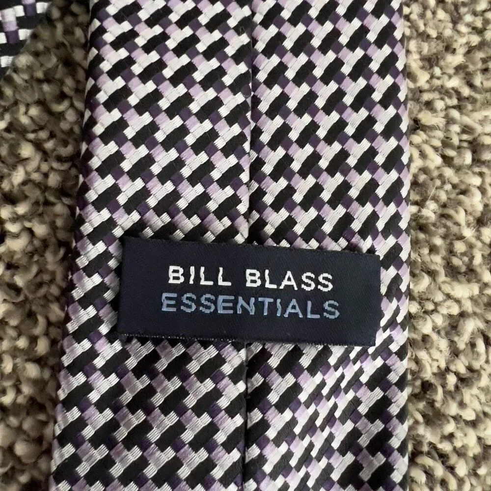 Boys Bill Blass Essentials Houndstooth Silk Clip OnTie